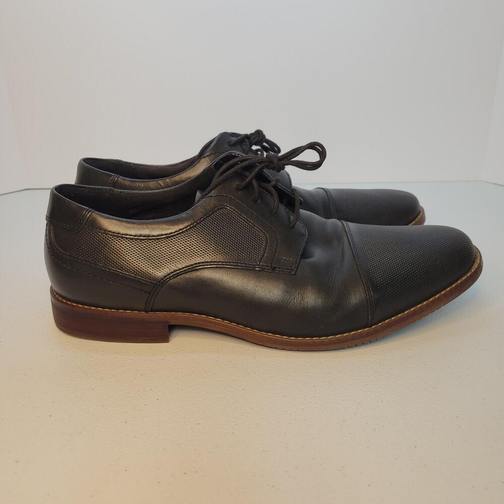 Rockport Cap Toe Dress Shoes Men's 10.5 Wide Black Leather BX2477